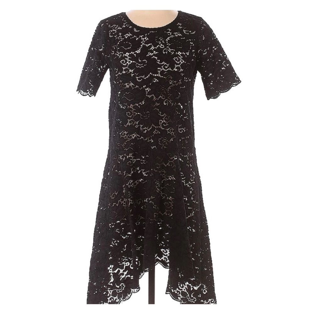 Club Monaco Asymmetrical Black Lace Dress